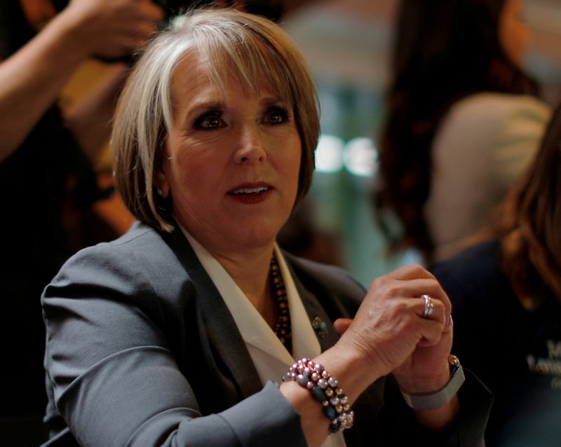 FILE PHOTO: Democratic candidate for governor Michelle Lujan Grisham sits down for a meal at Barelas Coffee House on midterm elections day in Albuquerque