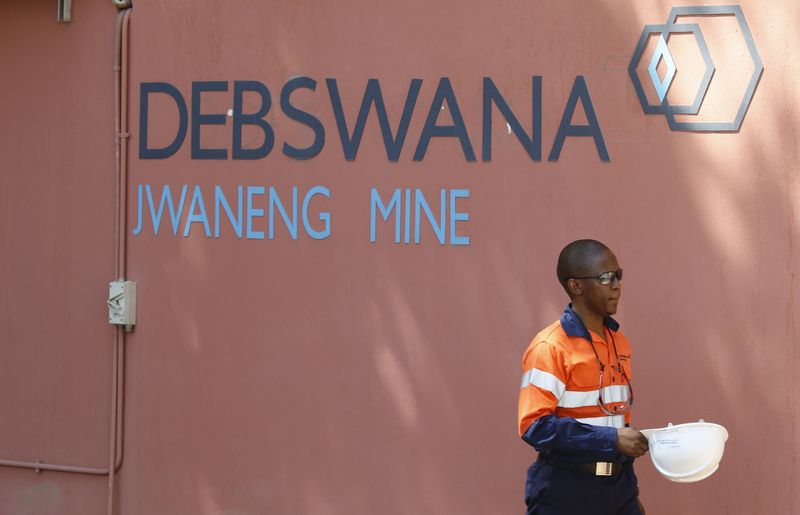 A worker arrives at the Jwaneng diamond mine