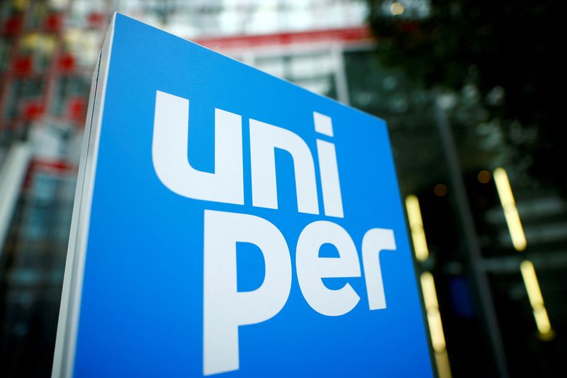 FILE PHOTO: The logo of German energy utility company Uniper SE is pictured in the company's headquarters in Duesseldorf
