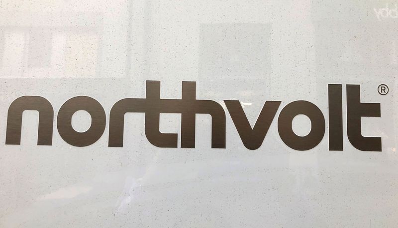 ARCHIV: Das Northvolt-Logo ist in einem Büro zu sehen in Stockholm, Schweden, 14. Juni 2018. REUTERS/Esha Vaish