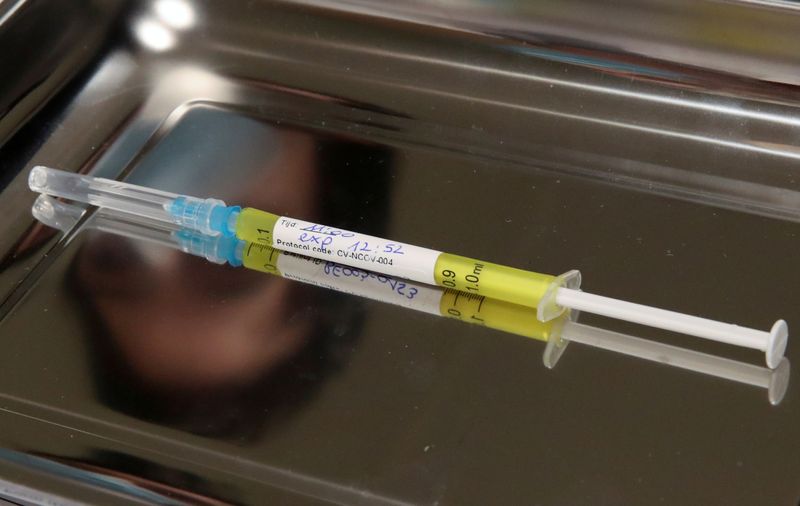 FILE PHOTO: Dose of CureVac vaccine or a placebo is seen in Brussels