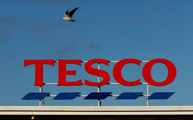 FILE PHOTO: A general view of Tesco Extra store sign, in Warrington