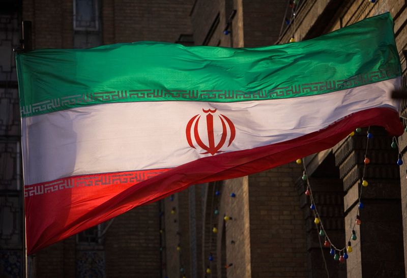FILE PHOTO: Iranian flag pictured in front of Iran's FM building in Tehran