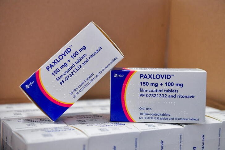FILE PHOTO: Pfizer and MSD oral COVID-19 pills arrive at Misericordia hospital, in Grosseto