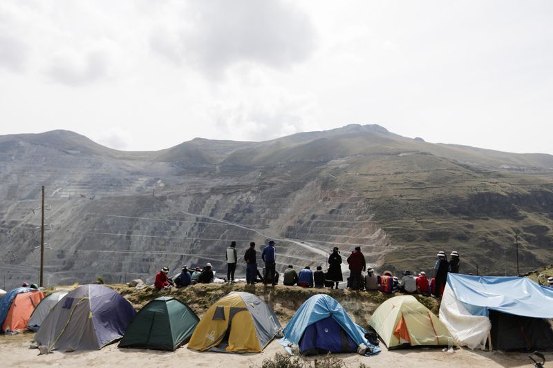 FILE PHOTO: Peru communities camp on the property of Las Bambas copper mine