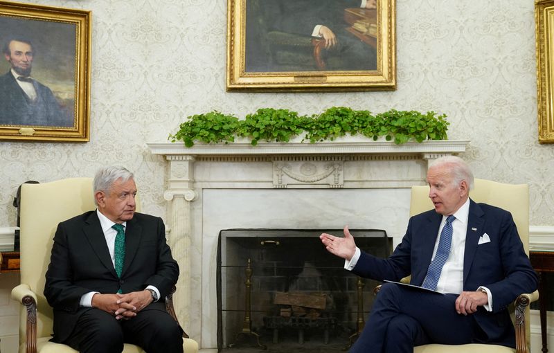 FILE PHOTO: FILE PHOTO: Biden meets with Mexican President Andres Manuel Lopez Obrador at the White House in Washington
