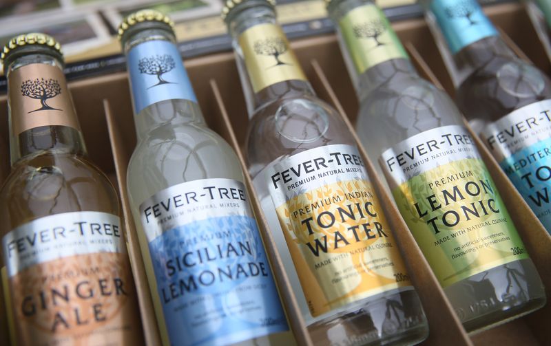 FILE PHOTO: Products from the drinks company Fever Tree are displayed in London