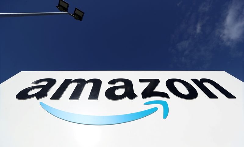 An Amazon logo is seen at its centre in Darlington