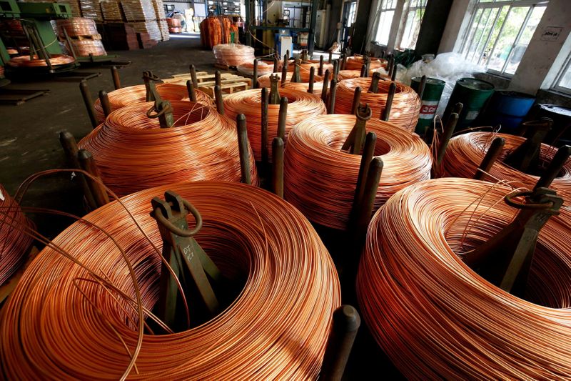 FILE PHOTO: Copper rods are seen at Truong Phu cable factory in northern Hai Duong province, outside Hanoi