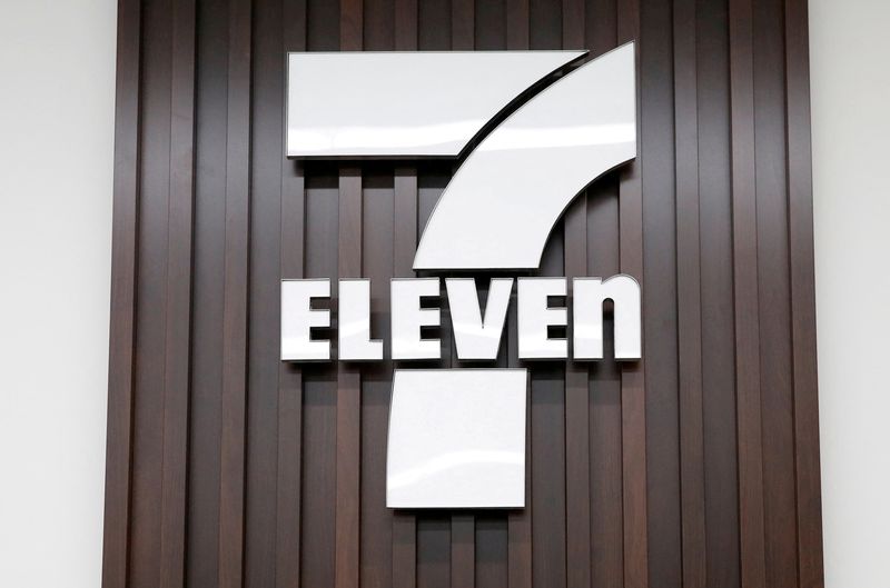 FILE PHOTO: The logo of 7-Eleven is seen at a 7-Eleven convenience store in Tokyo
