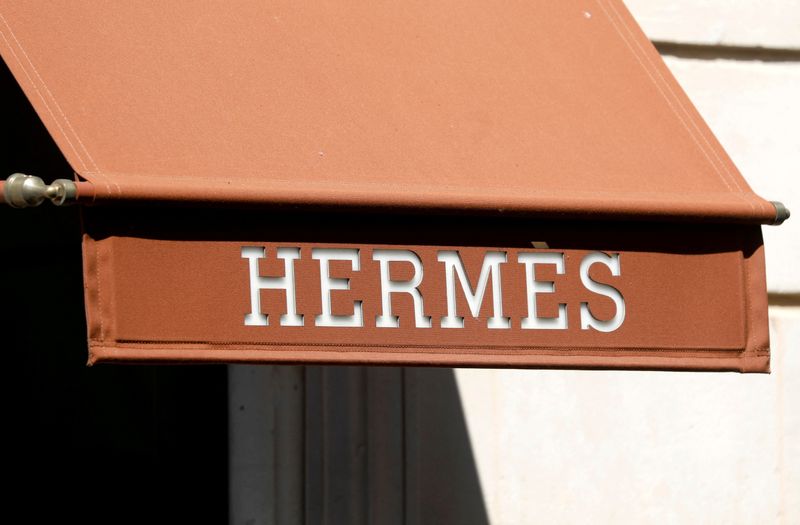 FILE PHOTO: Hermes logo is seen in Paris