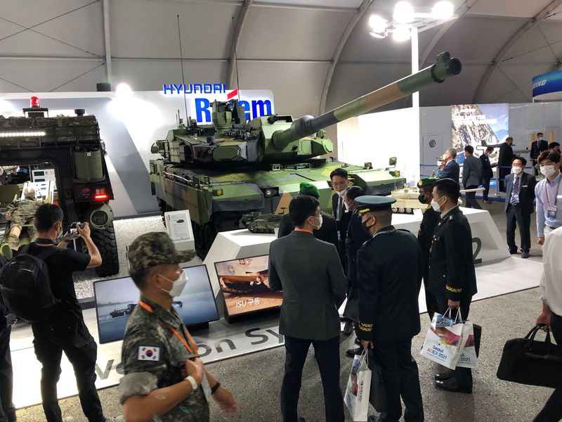 FILE PHOTO: South Korean K2 Black Panther tank displayed at defense exhibition