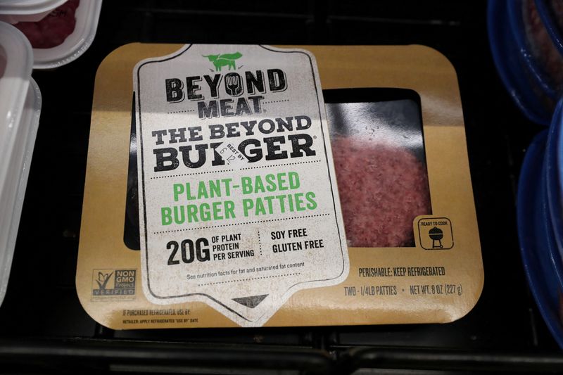 FILE PHOTO: A Beyond Meat Burger is seen on display at a store in Port Washington, New York