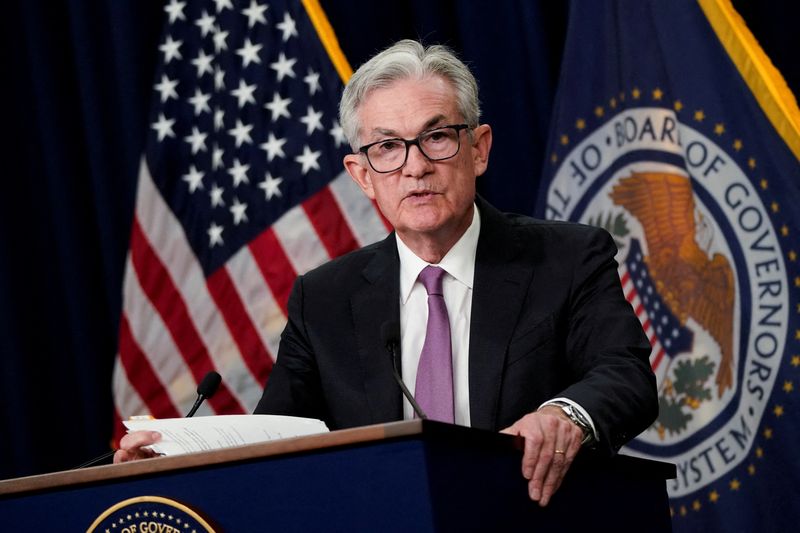 FILE PHOTO: Federal Reserve Board Chairman Jerome Powell speaks during a news conference, in Washington