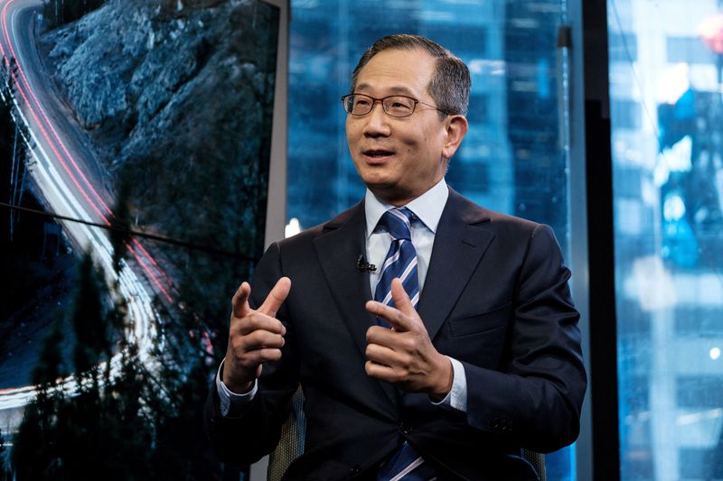 FILE PHOTO: Carlyle Group CEO Kewsong Lee speaks during a Reuters Newsmaker event in New York
