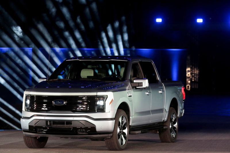 FILE PHOTO: Unveiling of the all-electric Ford F-150 Lightning pickup truck, in Dearborn