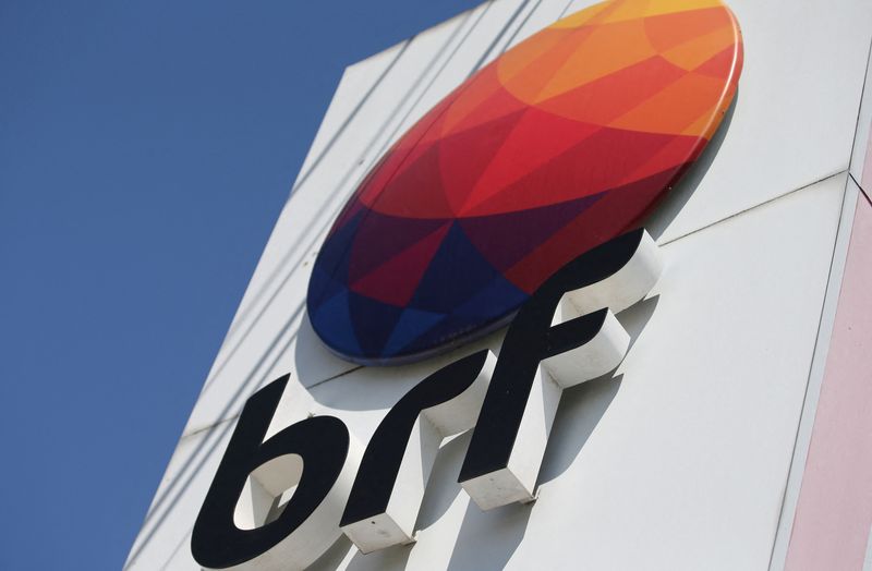 FILE PHOTO: A logo of Brazilian meatpacker BRF SA is seen in the headquarters in Curitiba
