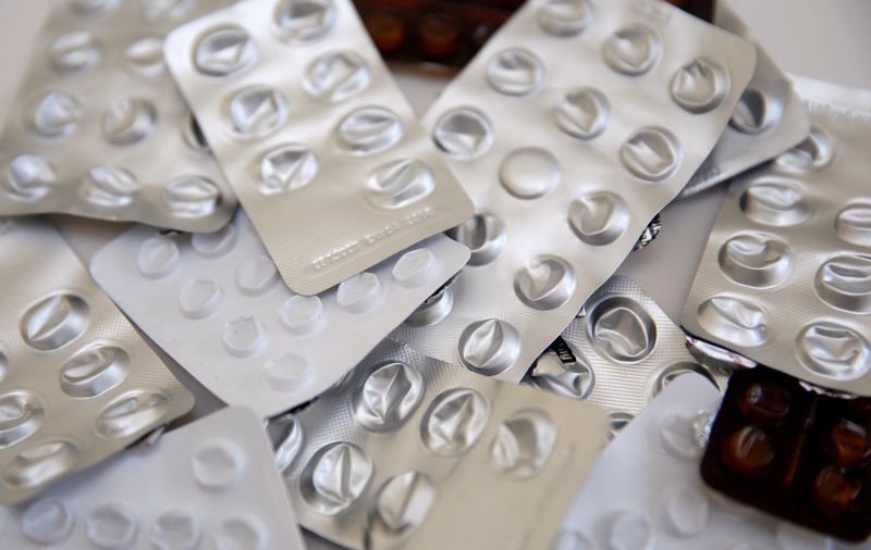 FILE PHOTO: Used blister packets that contained medicines, tablets and pills are seen, in this picture illustration