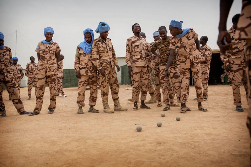 FILE PHOTO: MINUSMA Chadian contingent play petanque in Kidal