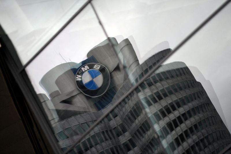FILE PHOTO: The logo of German car manufacturer BMW is seen at the company headquarters in Munich