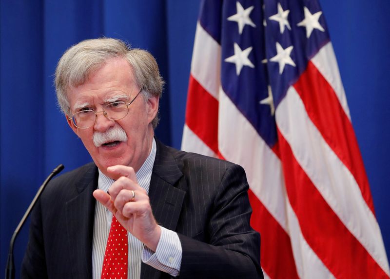 FILE PHOTO: U.S. National Security Advisor Bolton speaks during a news conference in Geneva