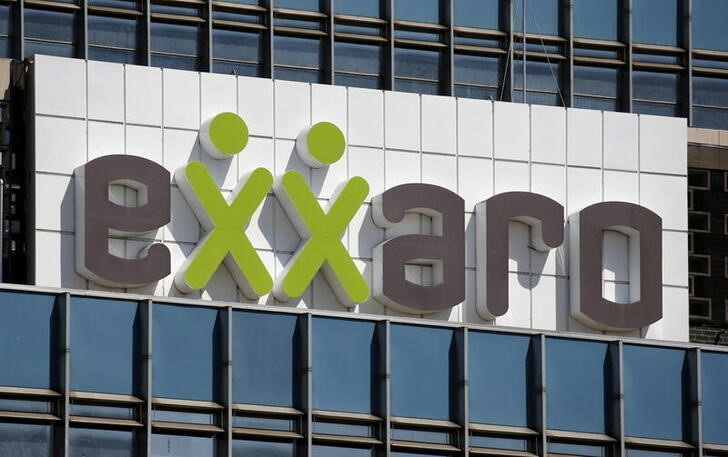 FILE PHOTO: The logo of South African coal mining company Exxaro is seen outside the company's Pretoria headquarters