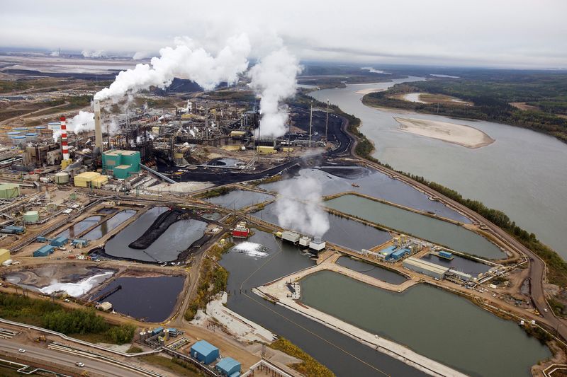 FILE PHOTO: The Suncor tar sands processing plant near the Athabasca River at their mining operations near Fort McMurray.