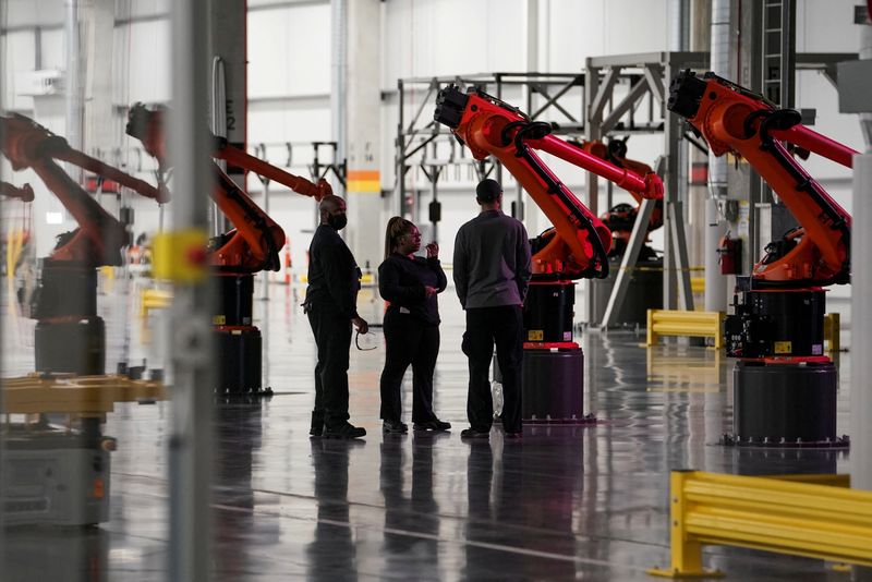 FILE PHOTO: The electric vehicle battery tray assembly line is seen at the opening of the Battery Factory for the Mercedes-Benz plant in Alabama