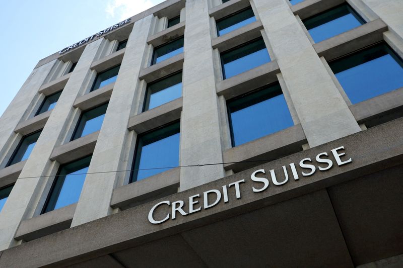 FILE PHOTO: A logo is pictured on the Credit Suisse bank in Geneva,