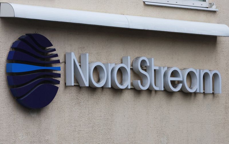 FILE PHOTO: The logo of Nord Stream AG is seen at an office building in Vyborg