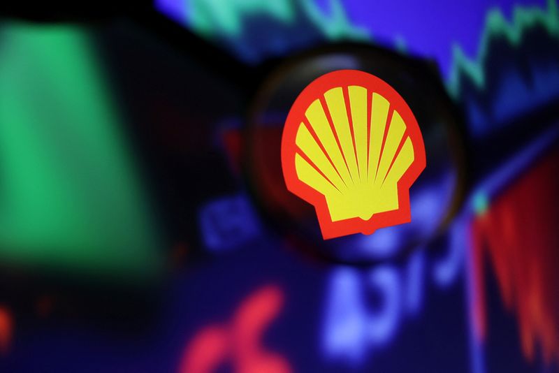FILE PHOTO: Illustration shows Shell logo and stock graph