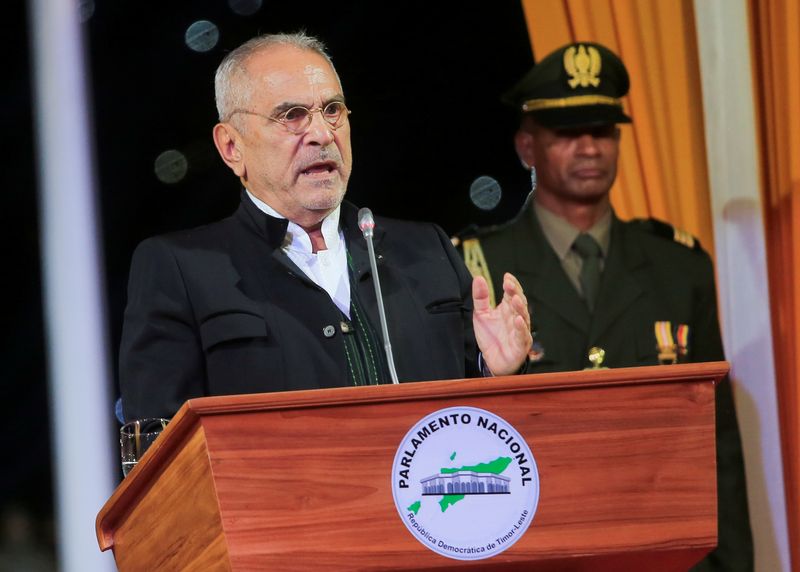 FILE PHOTO: Nobel laureate Jose Ramos Horta, the new-elected President of East Timor, delivers his speech after taking his oath during the swearing ceremony in Dili