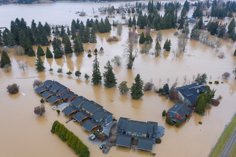 FILE PHOTO: Flooding inundates highway in Chehalis, Washington