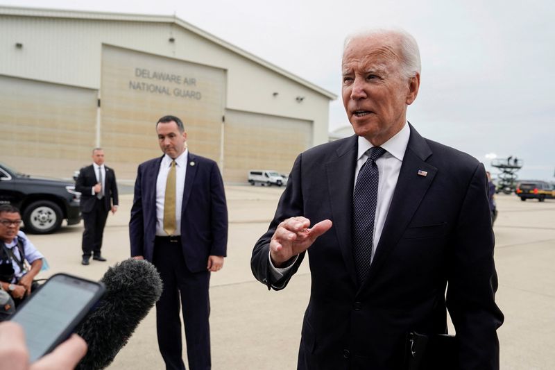 FILE PHOTO: U.S. President Joe Biden boards Air Force One in New Castle, Delaware