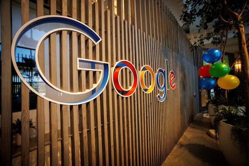 Il logo Google a Mountain View, California