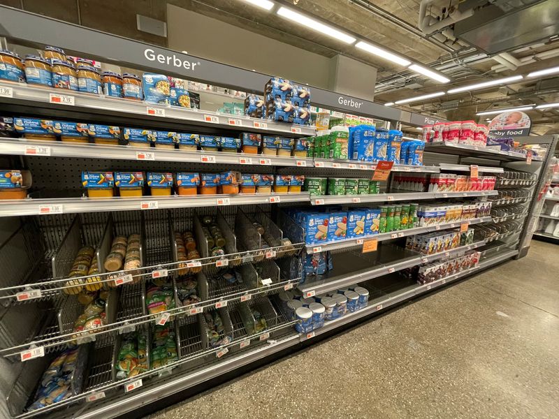 Gerber baby food products are seen on shelves at a buybuy Baby store in Libertyview Industrial Plaza, Brooklyn, New York