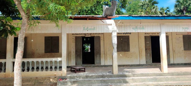 A local school is hit by a Myanmar military air attack, in Sagaing
