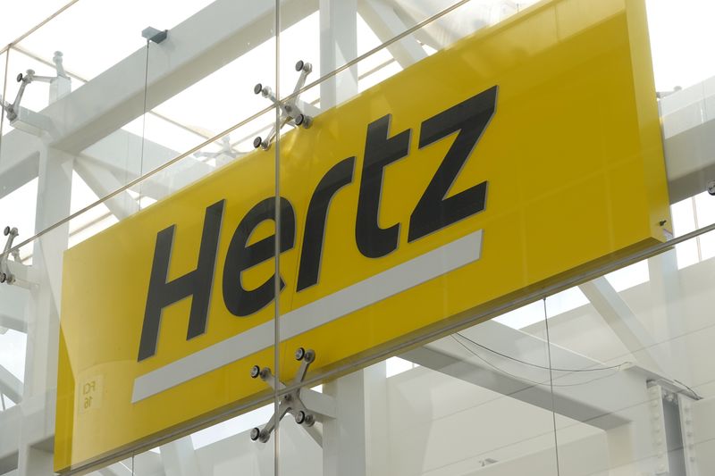 FILE PHOTO: Signage is seen at Hertz rental car at John F. Kennedy International Airport in Queens, New York City