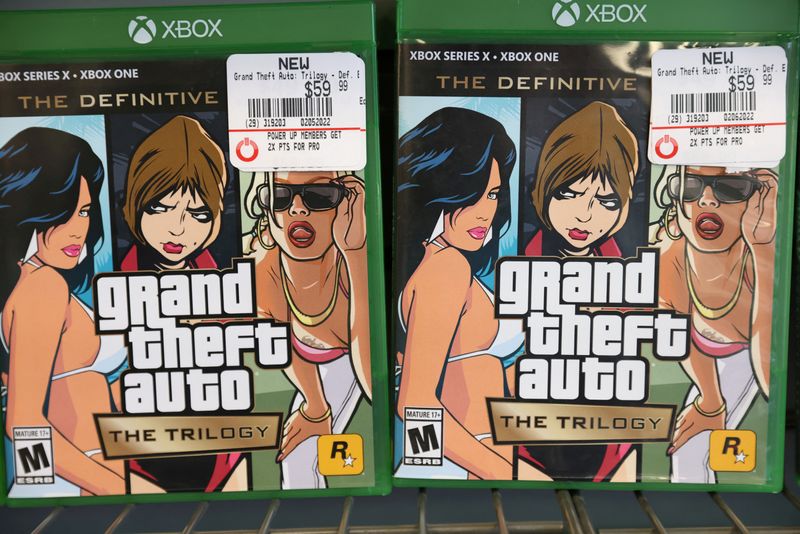 FILE PHOTO: Grand Theft Auto The Trilogy by Take-Two Interactive Software Inc is seen for sale in a store in Manhattan, New York City