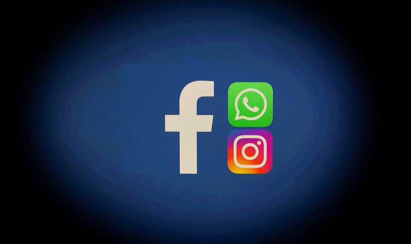 I loghi Facebook, Whatsapp and Instagram