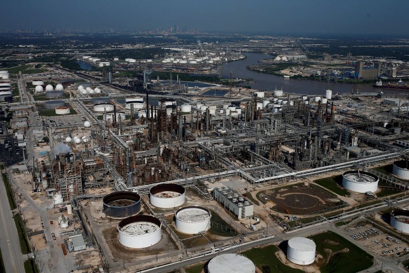 FILE PHOTO: An aerial view of LyondellBasell-Houston Refining is seen in Houston, Texas