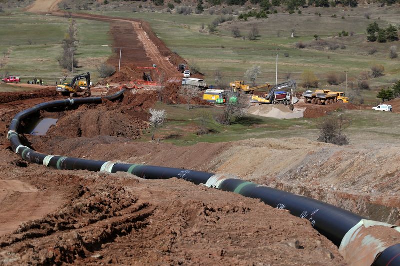 FILE PHOTO: Part of the Trans Adriatic Pipeline is pictured in Gjanc
