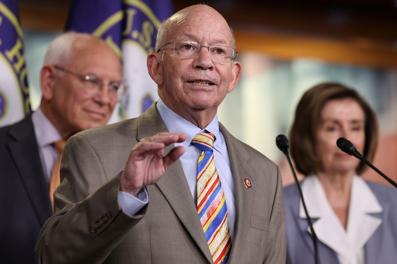 U.S. Rep. DeFazio joins House Speaker Pelosi for a news conference on upcoming infrastructure legislation, on Capitol Hill in Washington