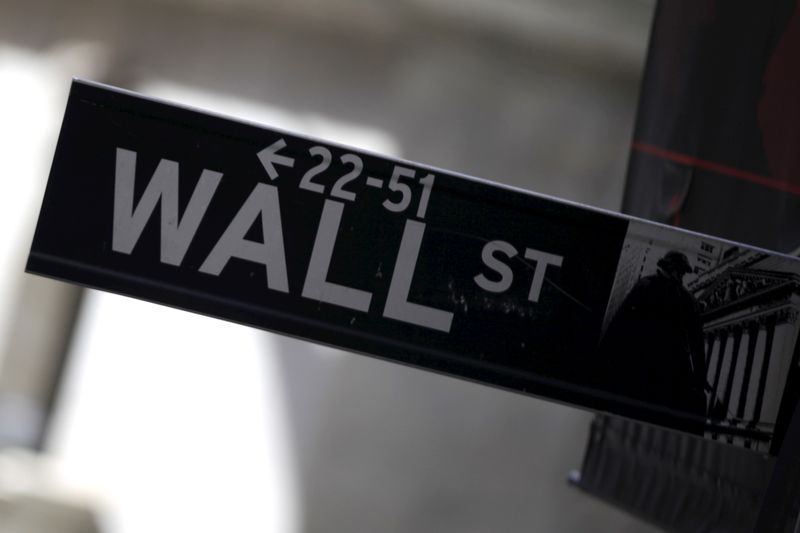 A Wall Street sign is seen in Lower Manhattan in New York