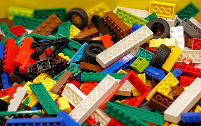FILE PHOTO: Pieces of Lego bricks are seen in a shop in Paris