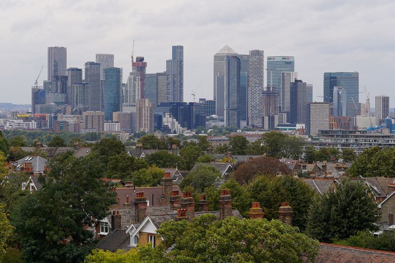 FILE PHOTO: A general view of the Canary Wharf financial district in London