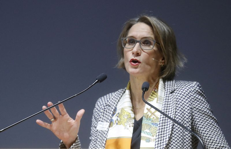FILE PHOTO: Andrea Maechler, governing board member of the SNB makes a speech in Zurich