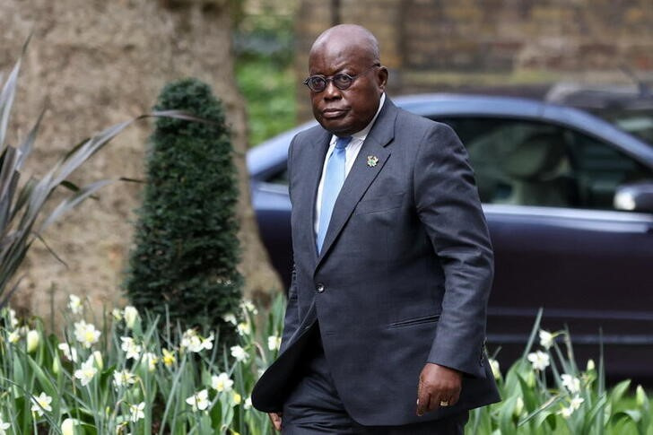 Ghanaian President Nana Akufo-Addo arrives in Downing Street ahead of a meeting with British Prime Minister Boris Johnson in London