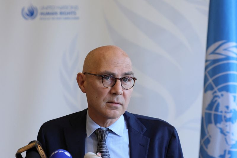 Photo d'archives du Haut Commissaire des Nations Unies aux droits de l'homme Volker Türk lors d'une conférence de presse au Palais Wilson à Genève