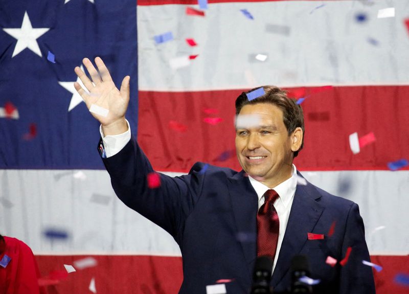FILE PHOTO: Republican Governor DeSantis holds 2022 U.S. midterm elections night party in Tampa, Florida